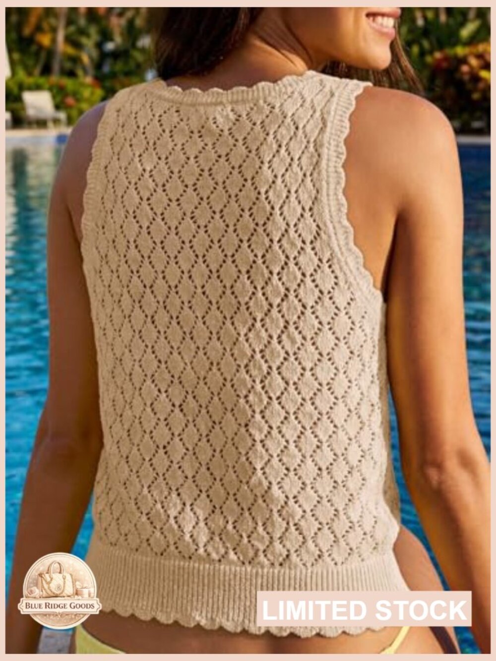 Crochet Sleeveless Sweater Vest Boho Knit Button Down Cardigan Top - Picture 4 of 7